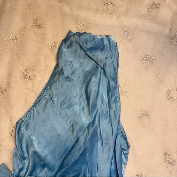 AMANDA UPRICHARD Sandrine Dress in Pacific 100% Silk Tie Front Mini Dress XS - Picture 4 of 9